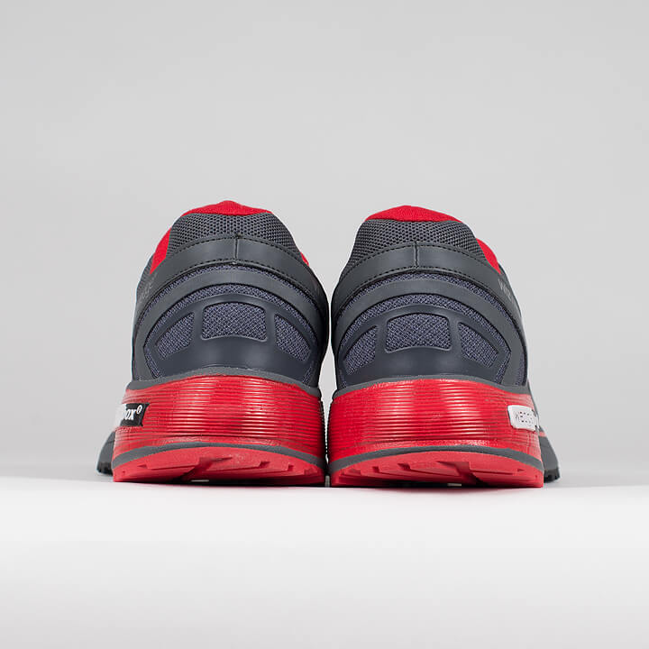 Dos des chaussures de running homme prontaeur française Wizwedge Helium PCS pour douleur tendon d'achille