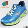 Trois-quart de la chaussure de running homme innovation française Wizwedge Helium Universel bleue pour mal de dos