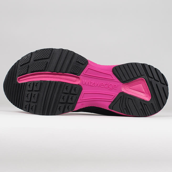 Dessous de la chaussure de running femme sport santé Wizwedge Neon Universel noire pour douleur bas du dos