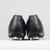 Dos des chaussures de football rugby française Wizwedge Wave mixte noire à crampons vissés pour douleur tendon d'achille